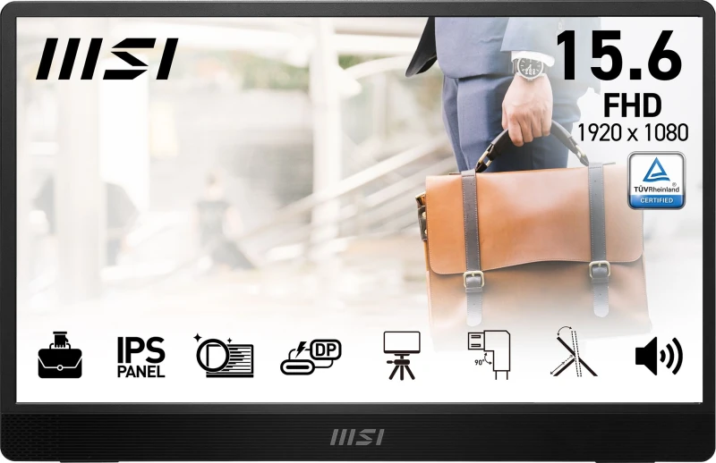 Image of MSI PRO MP161 E2U 15.6 Full HD IPS Portable Monitor 9S6-3PB70H-042 Black