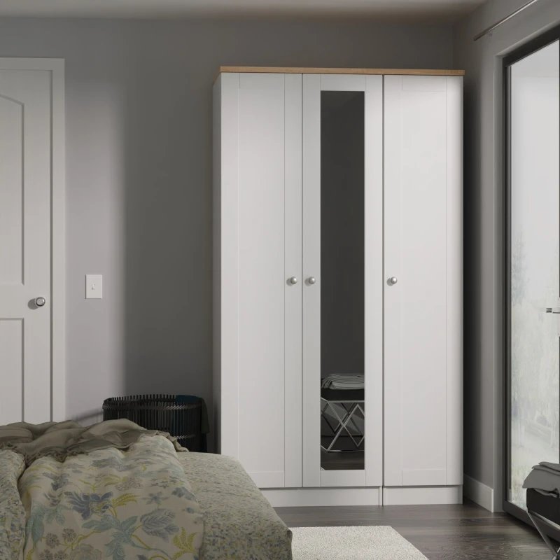 Image of Welcome Furniture Welcome Furniutre Sussex Tall Triple Mirror Wardrobe - Ready Assembled SUS147GABO