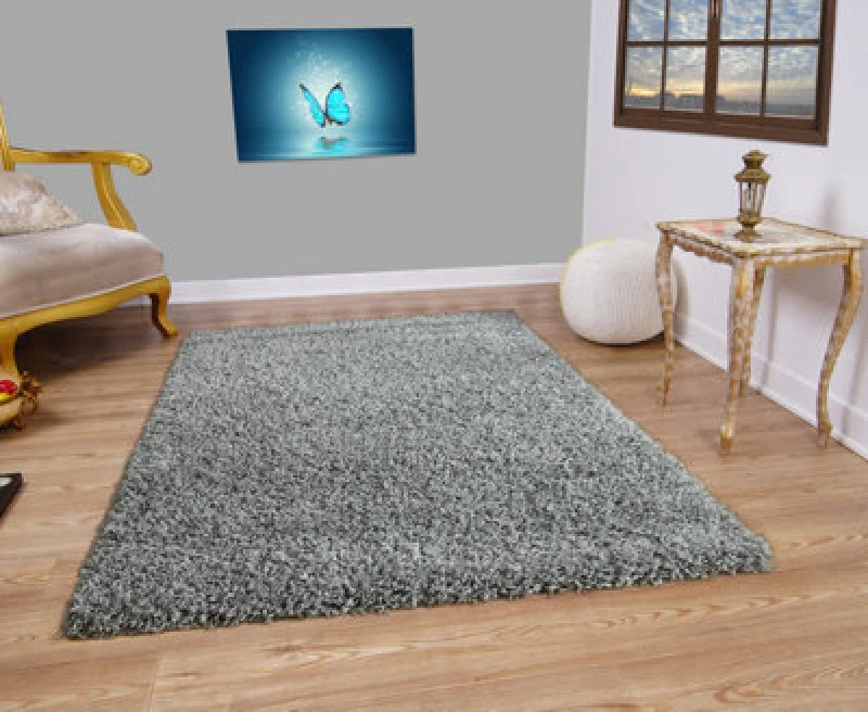 Image of Smart Living Smart Living Soft Fluffy 5cm Thick Pile Shaggy Area Rugs for Living Room, Bedroom in Silver Size: 60cm x 110cm Silver 60cm x 110cm Unis