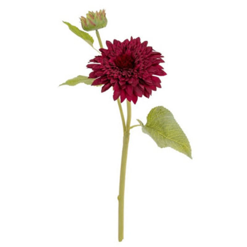 Image of Hill Interiors Dahlia Burgundy Raven Stem Artificial Flower - Plastic - H47cm - Green