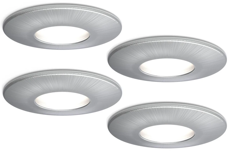 Image of 4lite IP20 GU10 Fire-Rated Downlight - Satin Chrome - Pack of 4