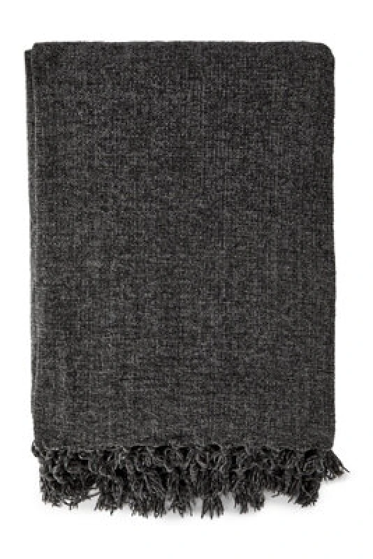 Image of Emma Barclay Darcy Tassel Blanket/throw For Sofa Chair Bed Charcoal 150X200Cm