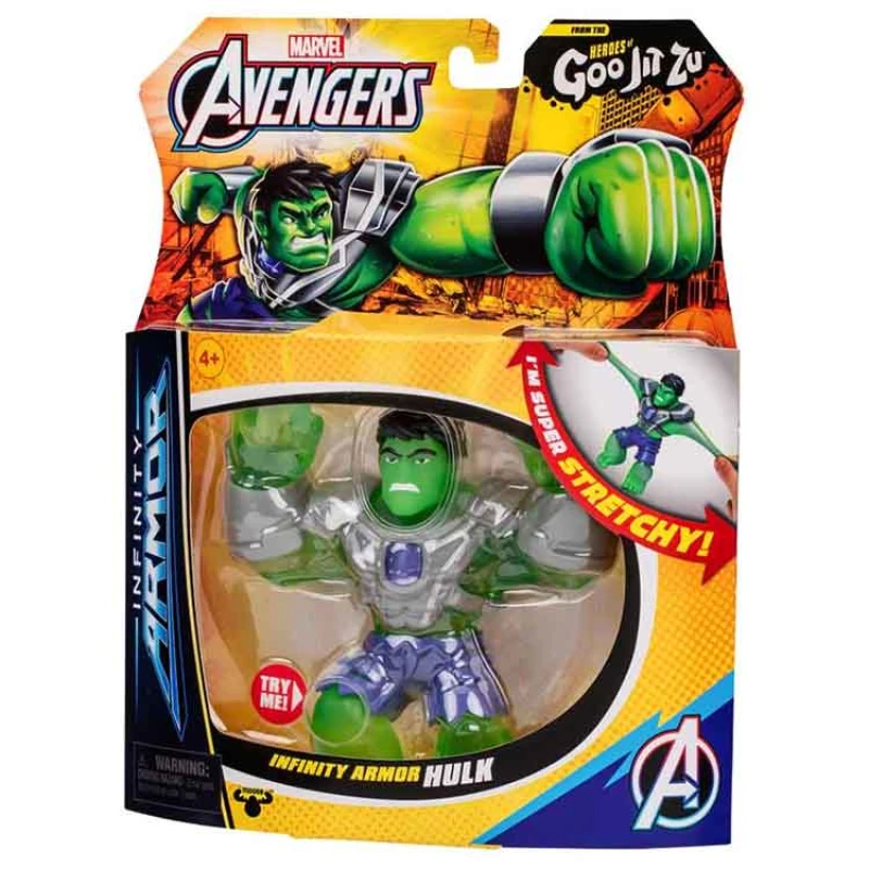 Image of Heroes of Goo Jit Zu Marvel INFINITY ARMOR Hulk Stretchy Action Figure Super Stretchy With Unique Squishy Power Gel Filling