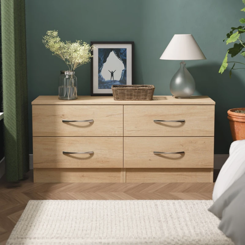 Image of Ready Assembled 2 U Hampshire 4 Drawer Bed Box (Ready Assembled) in Light Brown Light Brown Unisex