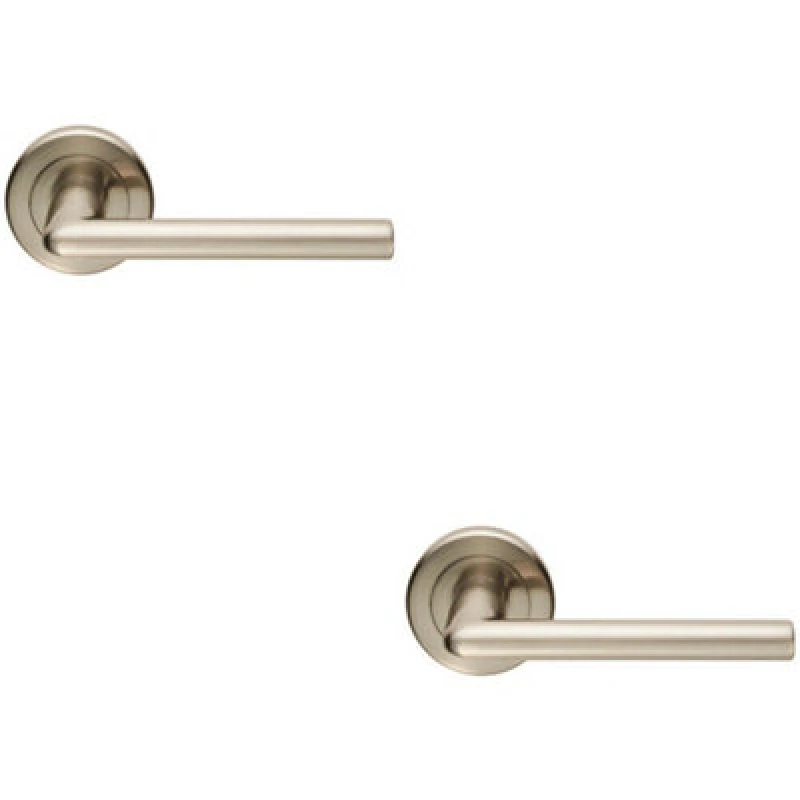 Image of Loops 2x PAIR Slimline Straight Bar Handle on Round Rose Concealed Fix Satin Nickel Metallics