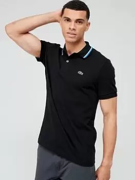 Image of Lacoste Tipped Polo Shirt - Black, Size 2XL, Men