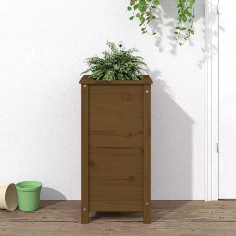 Image of vidaXL Garden Planter Brown 40x40x78cm Solid Wood Pine, Brown 825278
