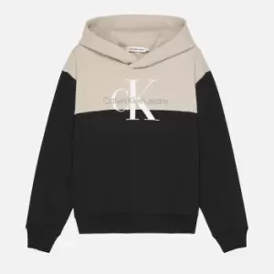 Image of Calvin Klein Boys' Colour Block Monogram Hoodie - CK Black - 8 Years