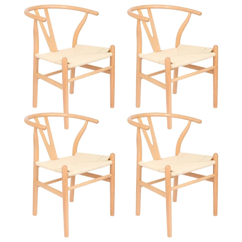 Image of Nicholas Winter 4x Black Beech Wood Scandi Danish Style Dining Chairs - Solid Wood Chairs in Natural Natural Unisex
