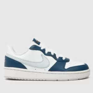 Image of Nike White & Navy Court Borough Low 2 Boys Youth Trainers