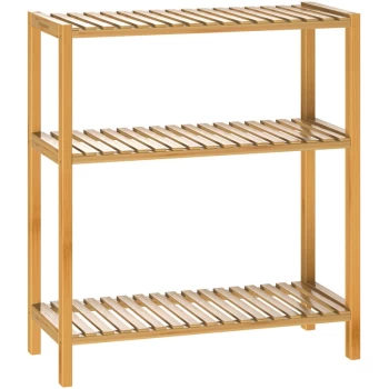 Image of Casaria - Wooden Bathroom Shelf Rack 3 Tiers 66x58x26cm Shoe Flower Kitchen Basement Wood
