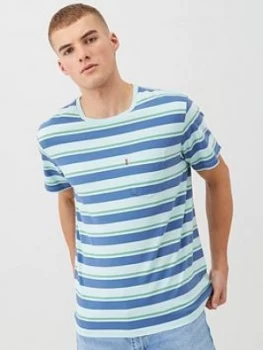 Image of Levis Stripe Sunset Pocket T-Shirt - Blue, Size L, Men