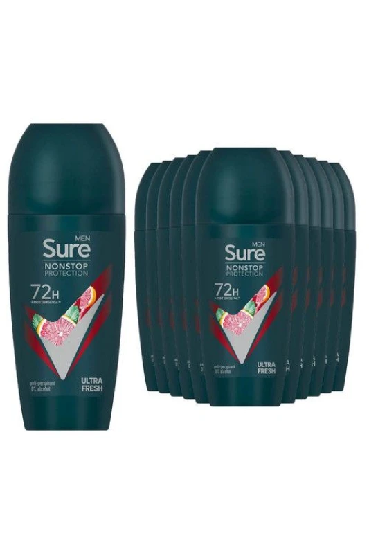 Image of Sure Men 'Antiperspirant Deo' Roll On 72H Protection Ultra Fresh, 12x50ml White male