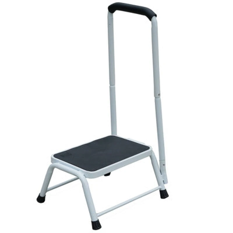 Image of Gr8 Home Step Stool Non Slip Mat Caravan Door Ladder Van Motorhome Camper With Handrail White unisex