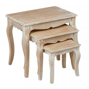 Image of Provence White Nest of 3 Tables White and Brown