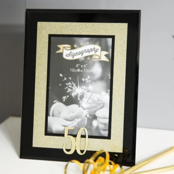 Image of 4" x 6" - Signography Gold Glitter Glass Frame - 50