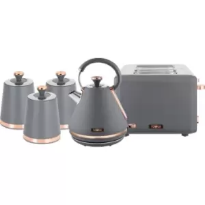 Image of Tower Cavaletto AOBUNDLE021 1.7L Kettle and 4 Slice Toaster Set with 3 Canisters