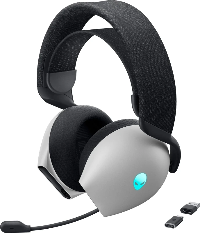 Image of Dell Alienware AW725H Headset Wired & Wireless Head-band Gaming USB Type-C Bluetooth Black White AW725H-W-DEAM