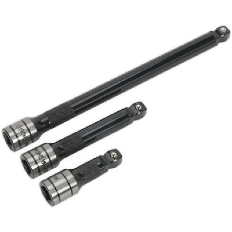 Image of Loops 3 Piece PREMIUM Wobble / Rigid Extension Bar Set - 3/2" Sq Drive - Deep Knurling Multi