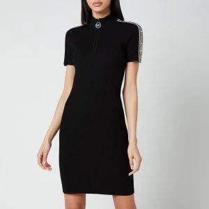 Image of Michael Kors Womens Half Zip Logo Tape Dress - Black - S