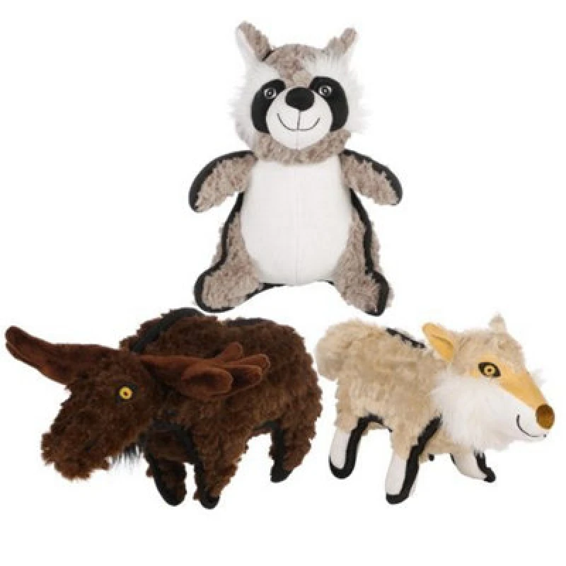 Image of Ministry Of Pets Woodland Tough Canvas Plush Toys Squeaker (Pack Of 3)