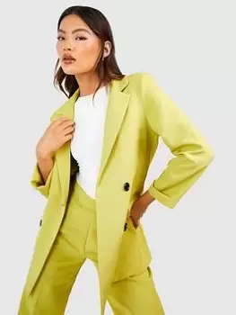 Image of Boohoo Contrast Button Tailored Blazer - Lime, Green, Size 10, Women