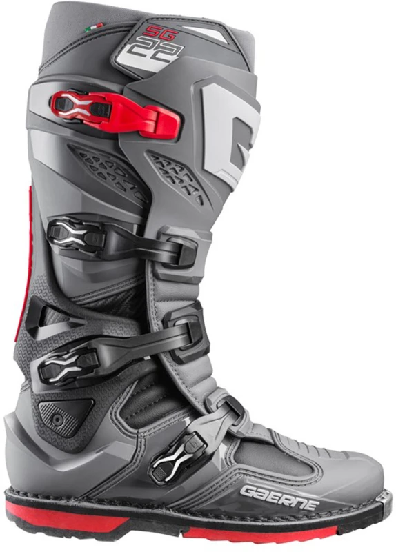 Image of Gaerne SG-22 Motocross Boots, black-grey-red, Size 44 45 for Men