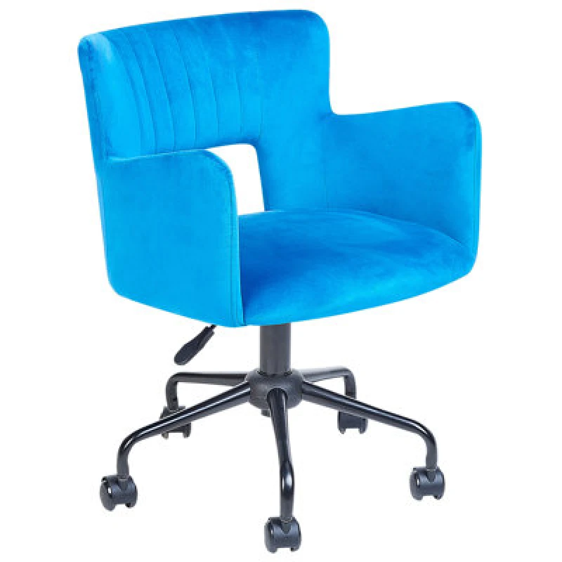 Image of Beliani Desk Chair Sanilac Ii Velvet Blue