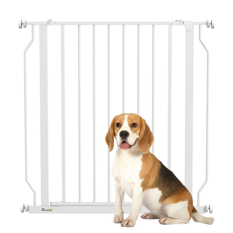 Image of PawHut Dog Gate Wide Stair Gate, 75-85W cm, White D06-109V03WT