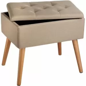 Image of Tectake - Bench Ranya upholstered Linen look with storage space - 300kg capacity - stool, storage bench, shoe storage bench - sand - sand