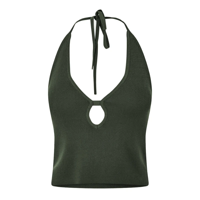 Image of Jack Wills Cut Out Knit Top - Green Green 8