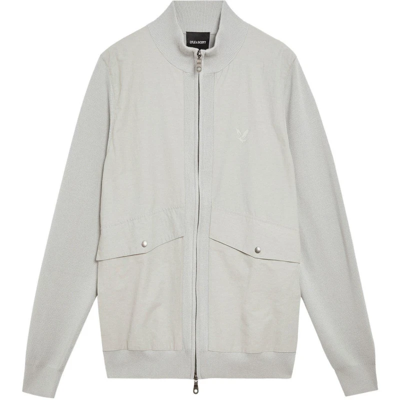 Image of Lyle and Scott Mens Full-Zip Knitted Bomber Jacket Grey Mirage male M