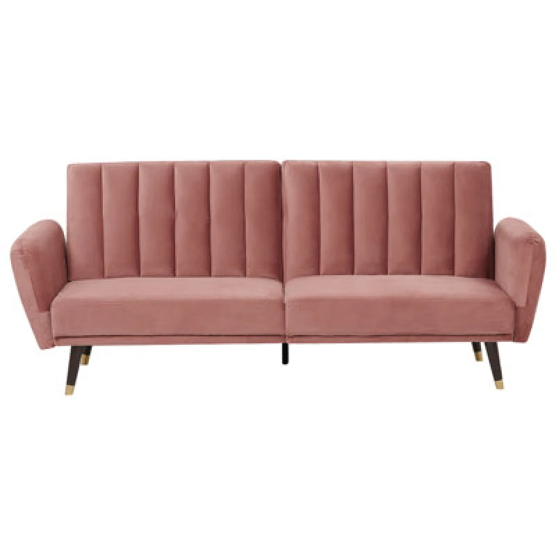 Image of Beliani Sofa Bed 3 Seater Vimmerby Velvet Pink