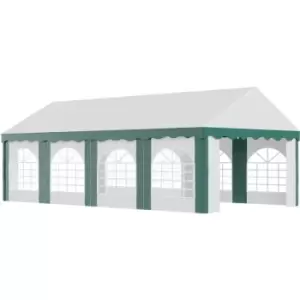 Image of 8 x 4m Marquee Gazebo, Party Tent with Sides and Double Doors - White and Green - Outsunny