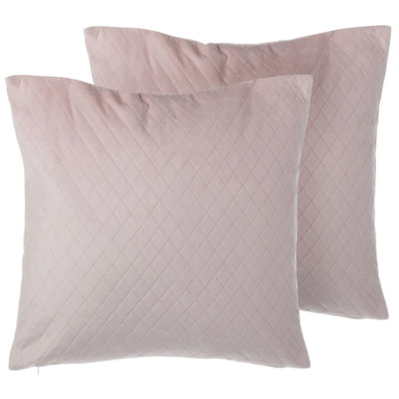 Image of Beliani Set Of 2 Decorative Cushions Pasque Velvet 45 X 45cm Pink Solid