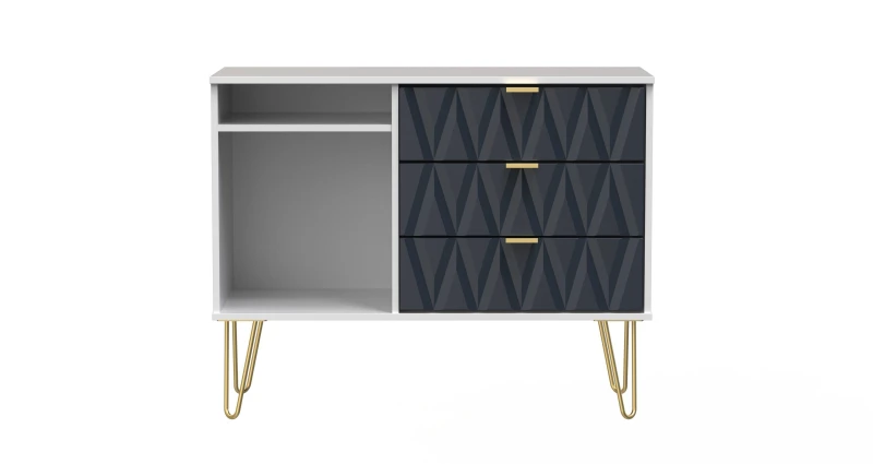 Image of Dallas 3 Drawer TV Unit In Indigo Matt & White (Ready Assembled)