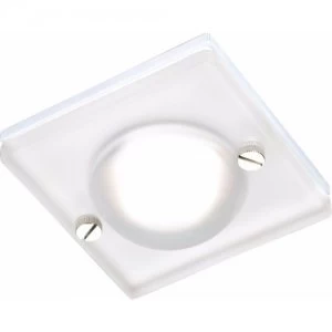 Image of KnightsBridge 50W IP65 Decorative Square Glass Bathroom Downlight - Frosted Glass