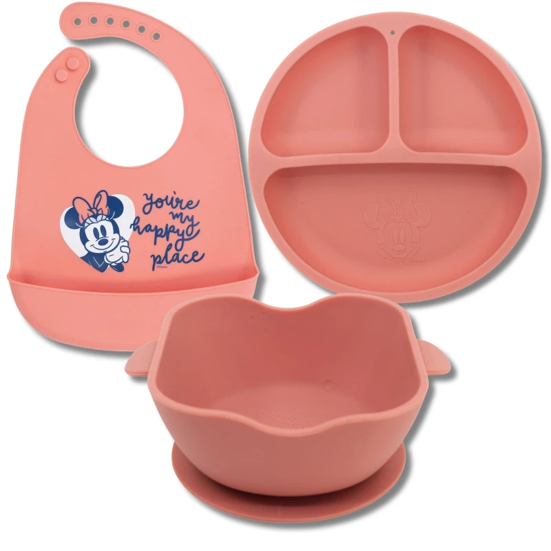 Image of Minnie Mouse Baby Girl Silicone Dinner set Pink unisex one size