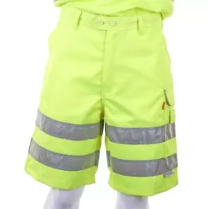 Image of Poly-Cotton Workwear SAT YELLOW HIVIZ SHORTS 42