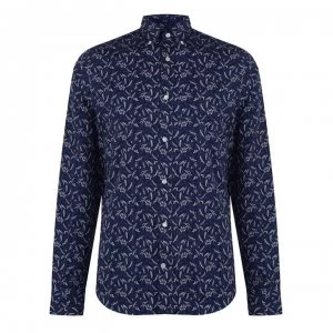 Image of Gant Long Sleeve Printed Slim Fit Shirt - Marine 410