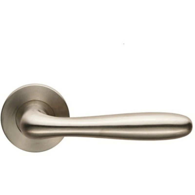 Image of Loops PAIR Smooth Rounded Bar Handle on Slim Round Rose Concealed Fix Satin Steel Metallics