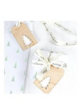Image of Ginger Ray Christmas Wrapping Paper Bundle With Ribbons And Wooden Tags