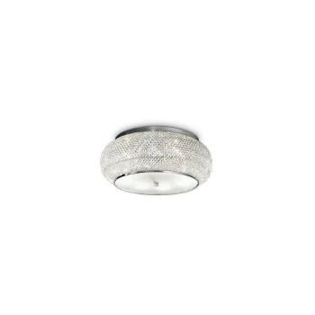 Image of Ideal Lux Pasha' - 10 Light Ceiling Flush Light Chrome, Crystal, E14