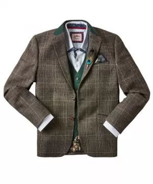 Image of Joe Browns Wonderful Winter Check Blazer - Green, Size 42, Men