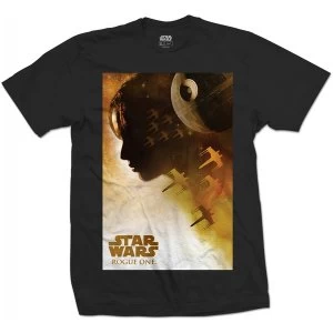 Image of Star Wars Rogue One Jyn Silhouette Mens Medium T-Shirt - Black