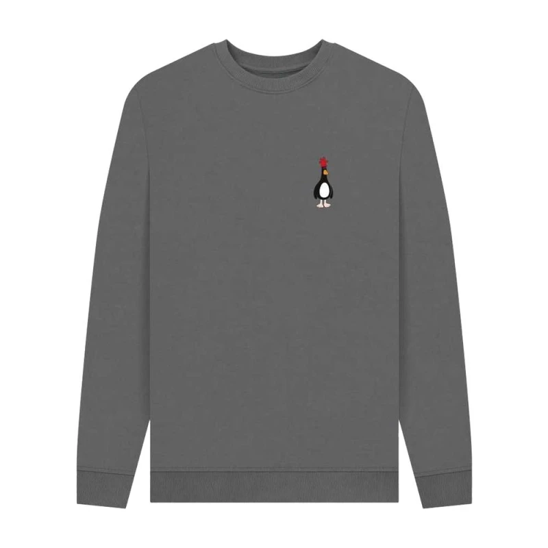 Image of Wallace & Gromit Mens Evil Genius Feathers McGraw Sweatshirt in Grey Size: Small Grey Male S