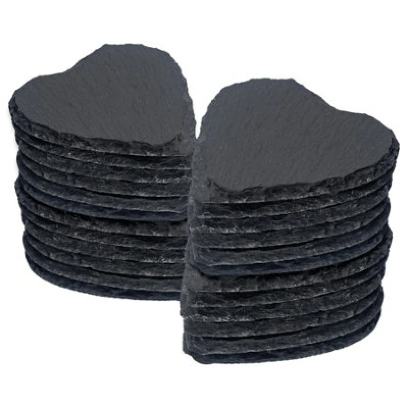 Image of Argon Tableware Heart Slate Coasters - 10Cm - Pack Of 24