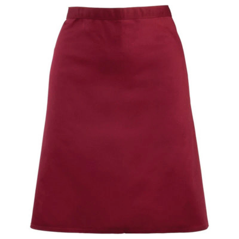 Image of Premier Premier Colours Mid Length Apron in Burgundy Burgundy One Size Unisex 5063470681365