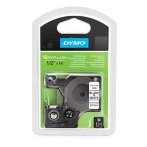 Image of Dymo 16959 Black on White Label Tape 12mm x 5.5m
