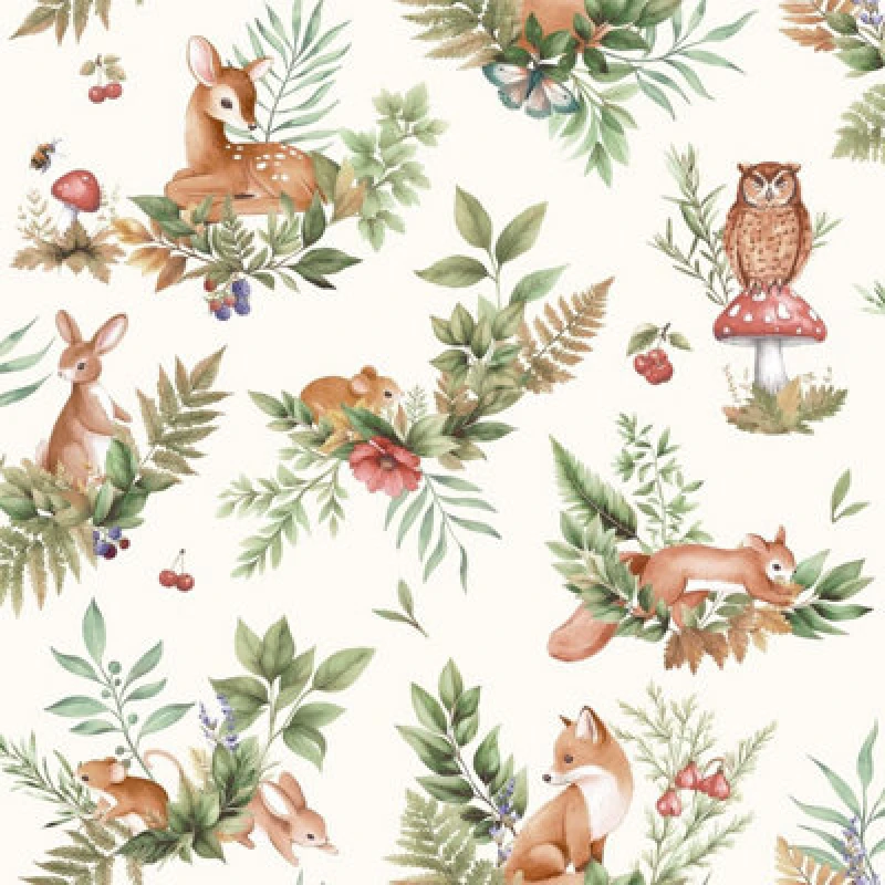Image of Holden Decor Forest Friends Cream / Multi Children's Wallpaper, Multi 14123